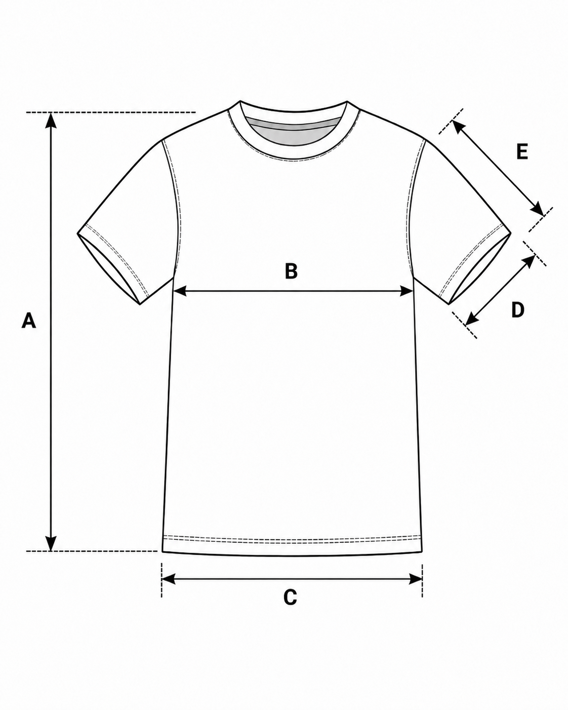 Croqui de medidas Camiseta Casual Toque Pima Antiodor